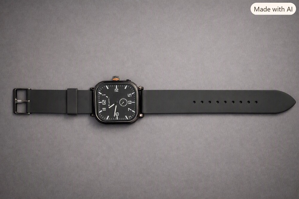Square Dial Watch Black Silicone Strap Analog
